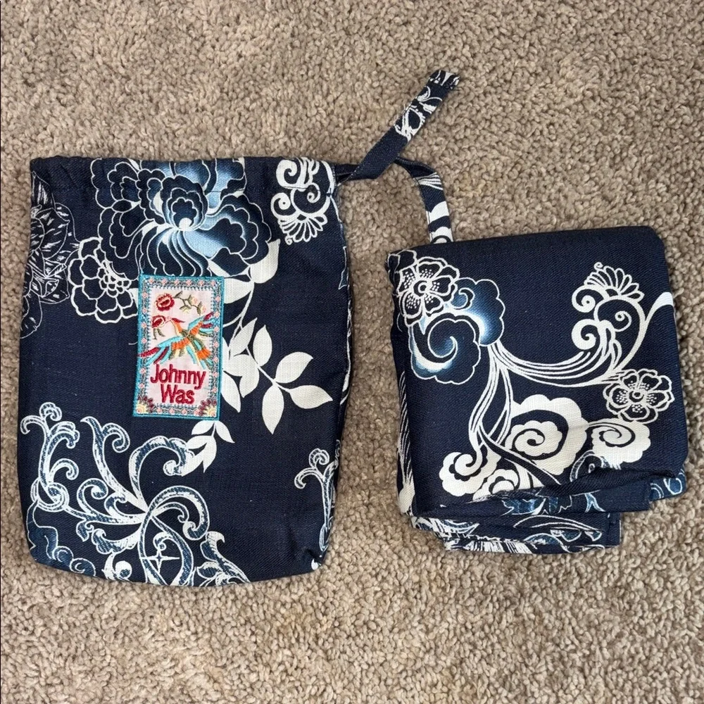 Johnny Was Navy and White Floral KING SIZE PILLOW SHAMMY (ONLY 1 SHAMMY)